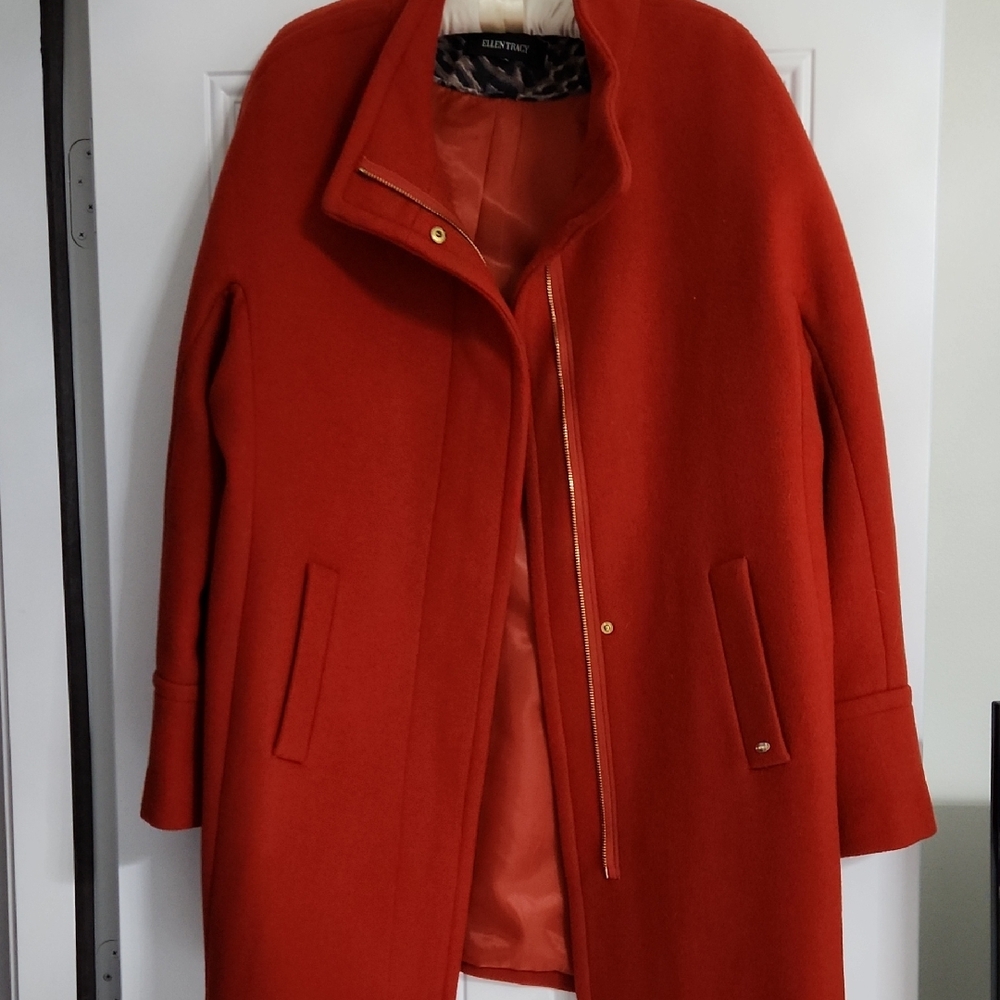 Ellen Tracy Vibrant Red Wool Coat